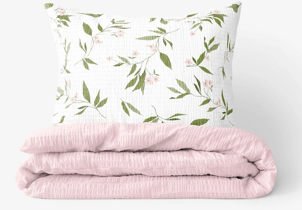 Goldea krepové posteľné obliečky duo - vôňa jazmínu s púdrovo ružovou 150 x 200 a 50 x 60 cm