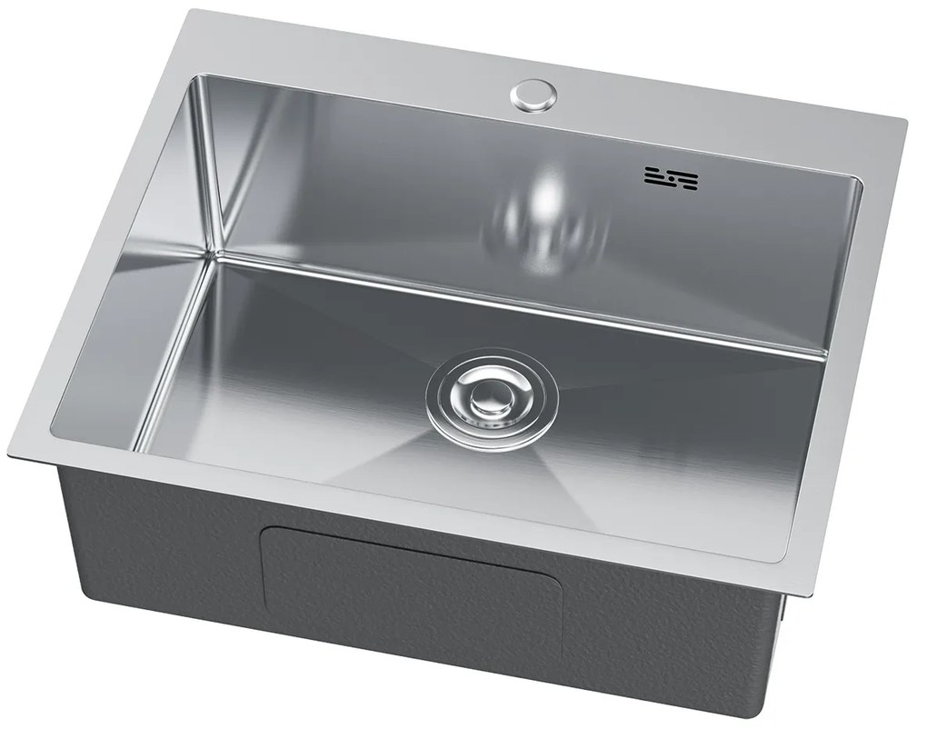 Erga HD, 1-komorový oceľový drez 600x500x210 mm, oceľová, ERG-MLS-HD6050X