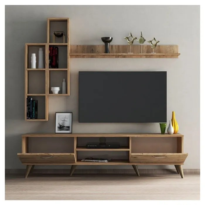 TV súprava v dekore borovice v prírodnej farbe 180x48 cm Veronica - Kalune Design