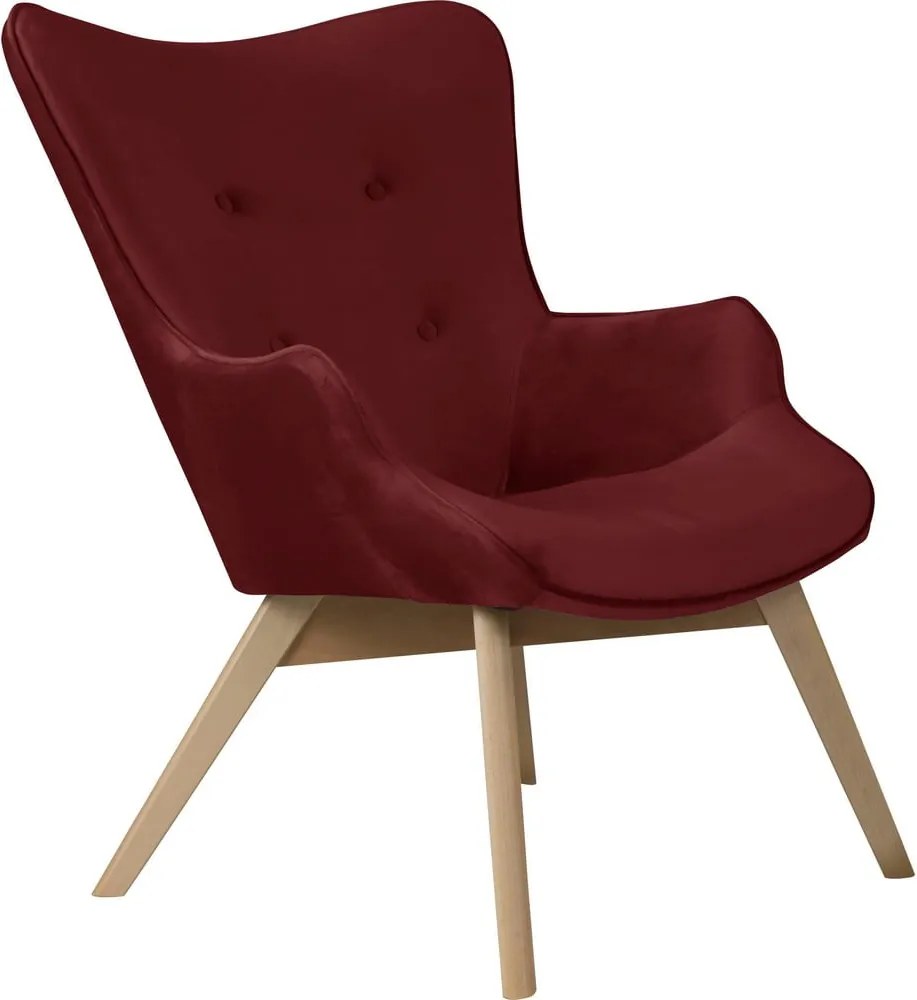 Červené zamatové kreslo Niko – Ropez