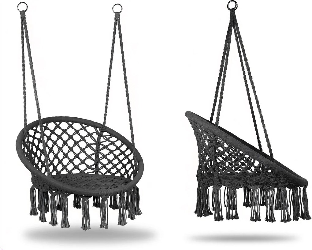 MultiGarden Závesné boho záhradné kreslo - sivé MultiGarden