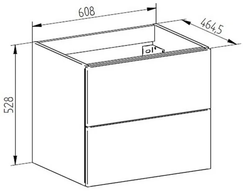 Mereo, Aira, kúpeľňová skrinka s umývadlom z liateho mramoru 61 cm, MER-CN710M