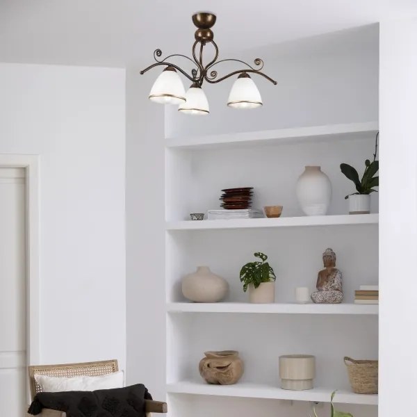 Brilagi - LED Prisadený luster ANTICO 3xE27/60W/230V bronz patina