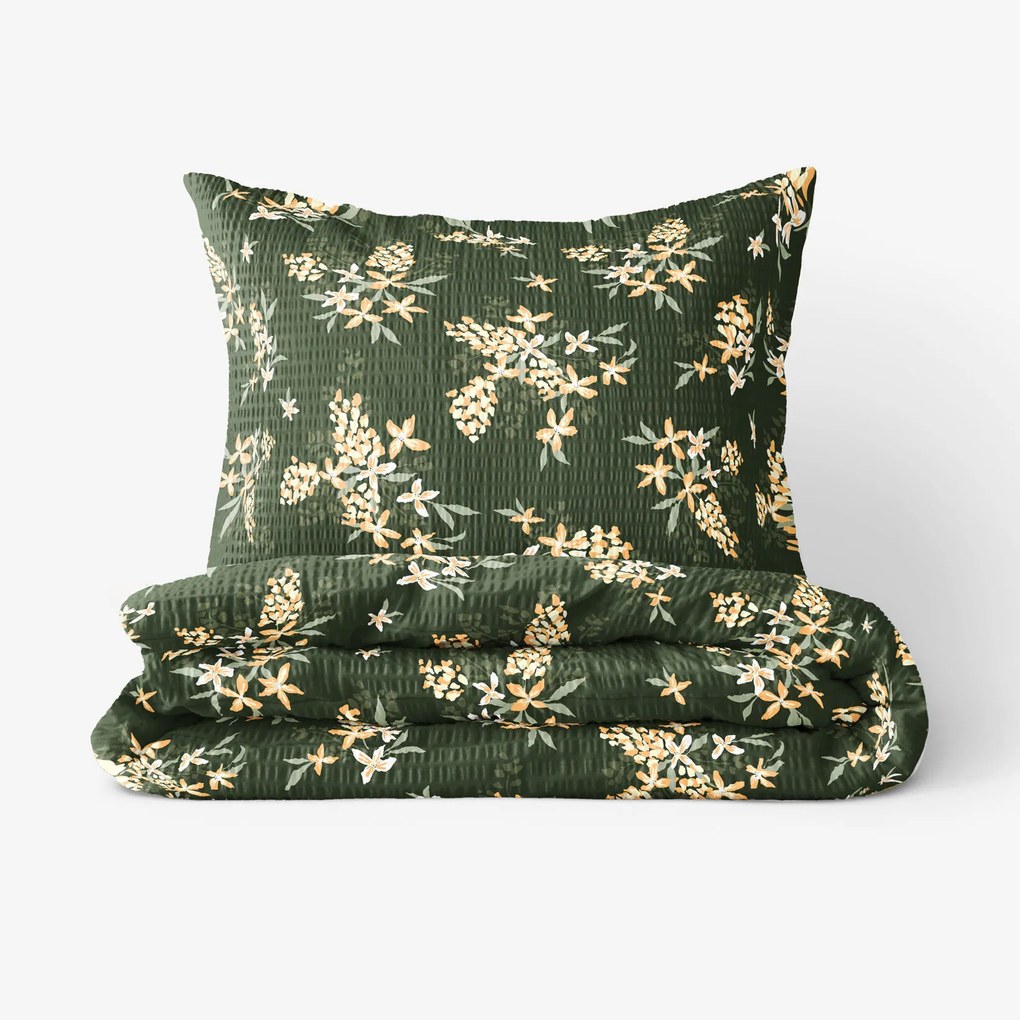 Goldea krepové posteľné obliečky - marhuľové kvety 140 x 200 a 70 x 90 cm