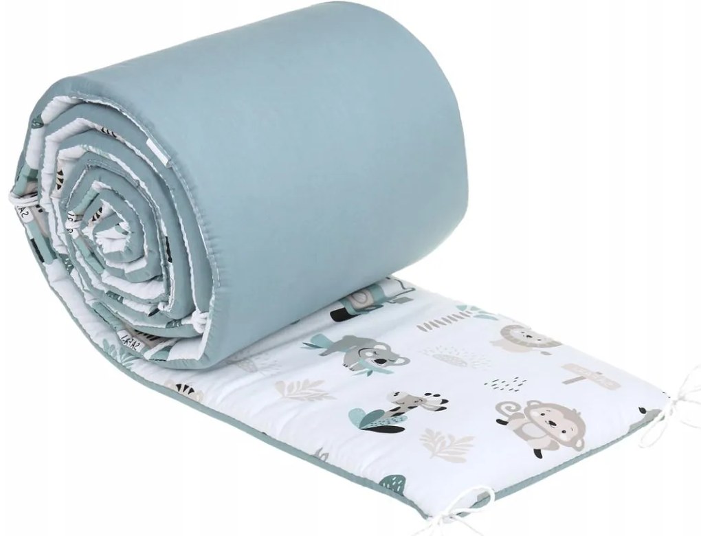 Ochranný mantinel do postieľky 180x30 cm BABYMAM PREMIUM - Na safari/zelená