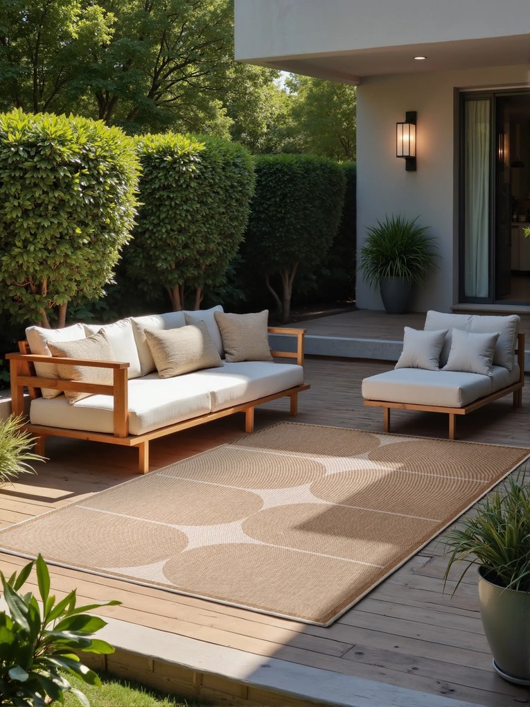 NORTHRUGS, Kusový koberec Duet Bowen 106245 Beige/White - na von aj na doma, 120x170, béžová, chodba / predsieň