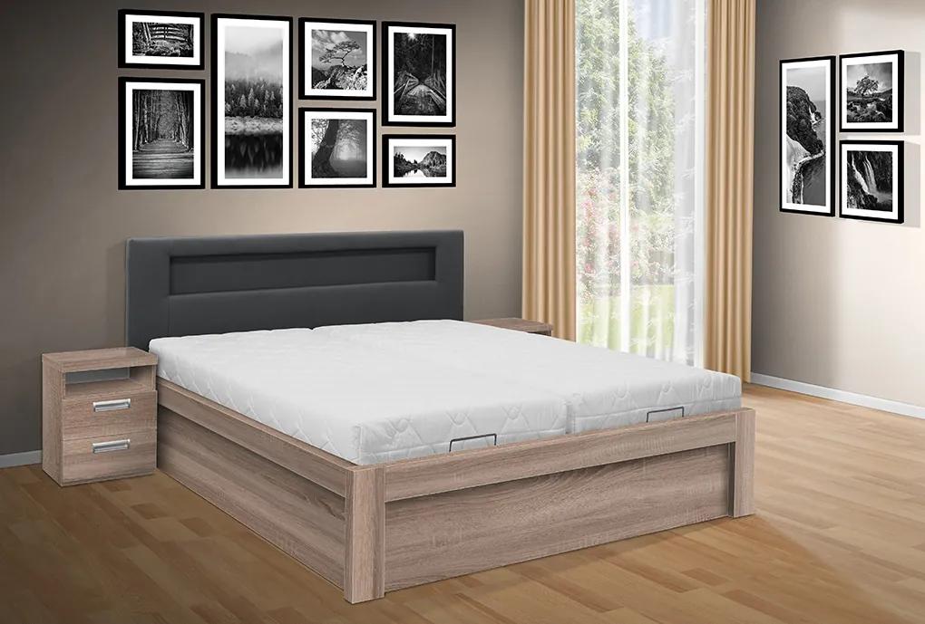 Moderná posteľ ŠÁRKA 200x180cm, LED osvetlenie, elektrické otváranie úložného priestoru farba lamina: Dub sonoma tmavý