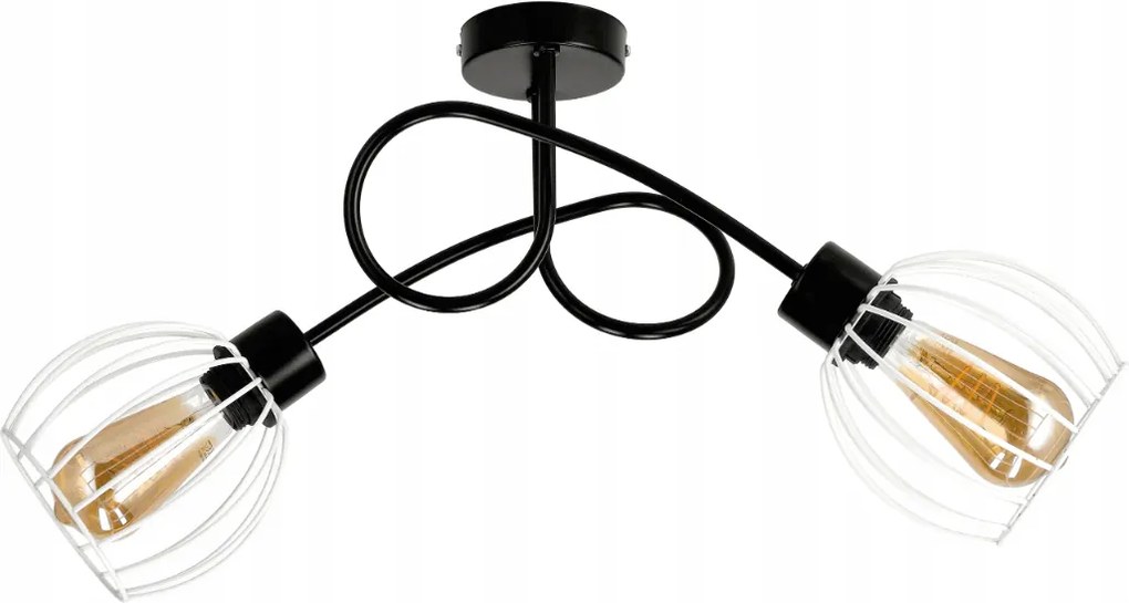 Stropná lampa LOFT s oblúkovým efektom 2xe27 sphere biela