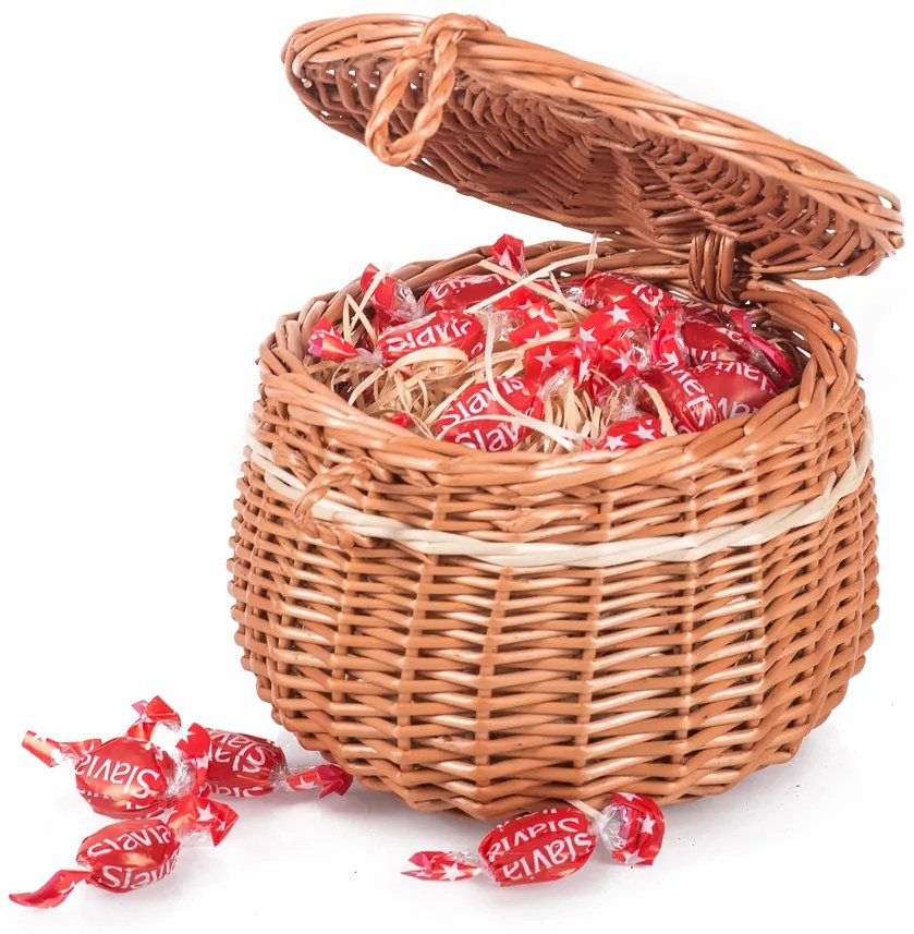 Dóza prútená Poklad II.priemer 20 x v. 11(cm)