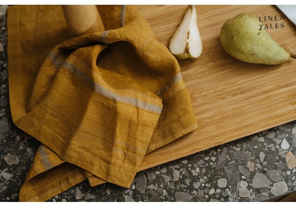 Ľanová utierka 65x65 cm Amber Bronze Stripes – Linen Tales