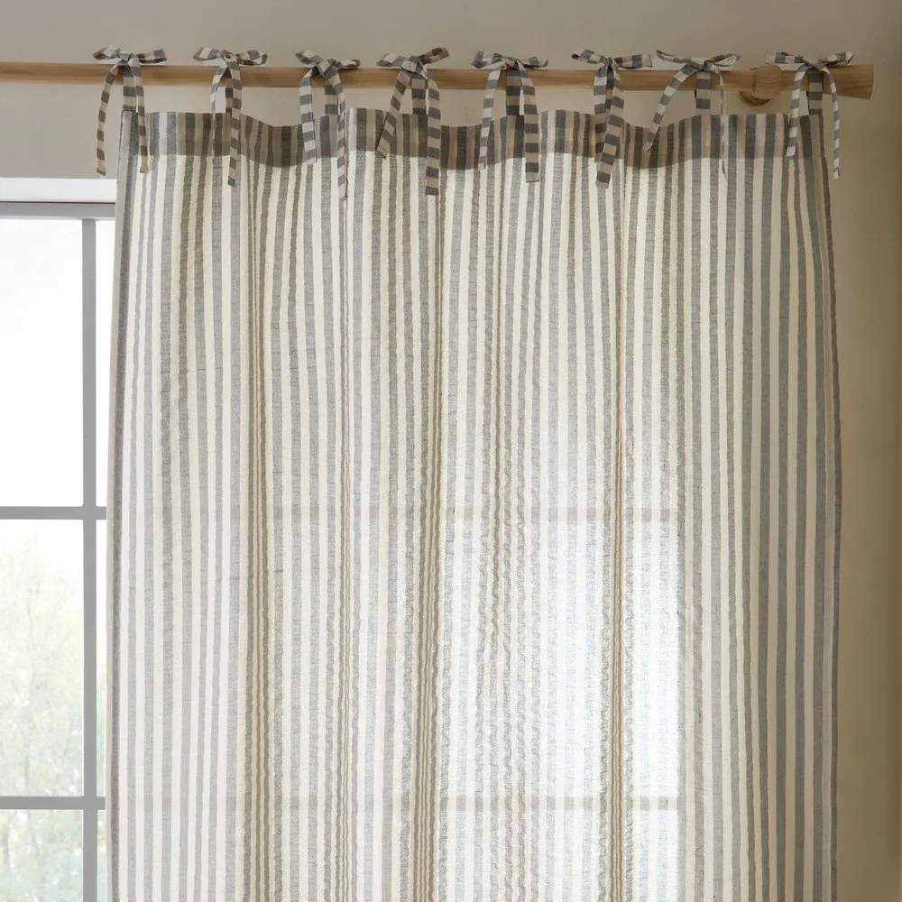 Sivý záves 140x183 cm Zanzibar Woven Stripe – Pineapple Elephant