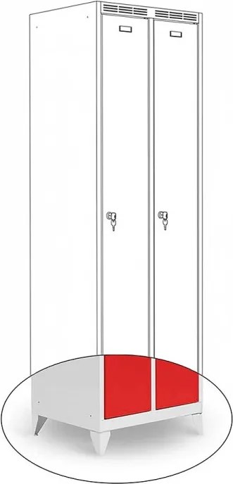 Kovová šatníková skriňa Trestles SS2M 1800x600x500 mm, 2 oddiely, červené dvere Podnož: bez podnože, Zámok: otočný
