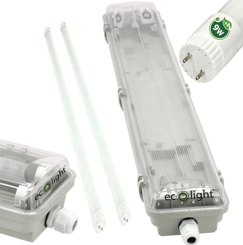 ECOLIGHT LED hermetické svietidlo 60 cm + 2x LED trubica - studená biela