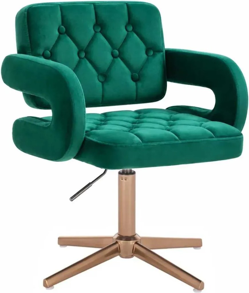 LuxuryForm DESIGN Stolička ADRIA VELUR na zlatom kríži - zelená