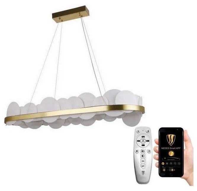 NEDES LED Stmievateľný luster na lanku LED/50W/230V 3000-6500K zlatá + diaľkové ovládanie ND3525