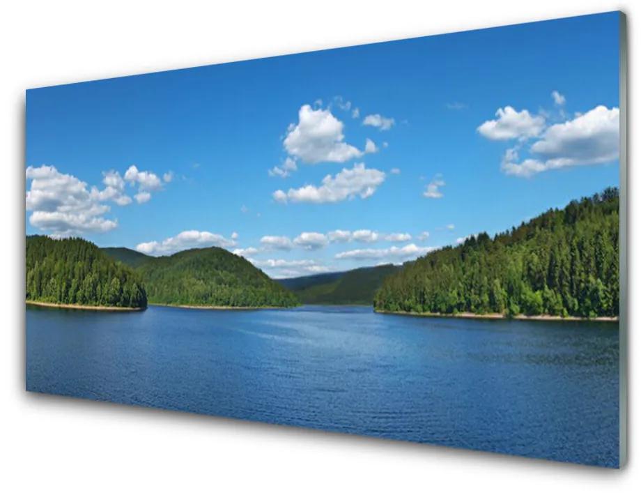Skleneny obraz Jazero les príroda 100x50 cm