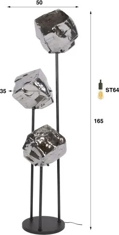Stojaca lampa 72-26 Rock 3L Chrome glass - Komfort-nábytok