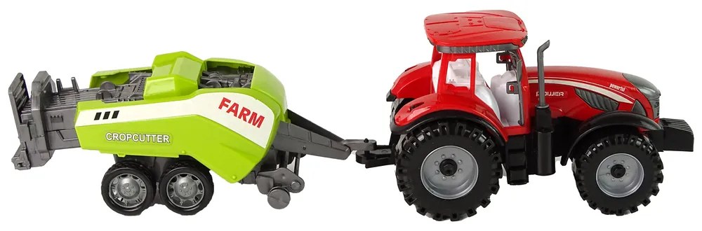 Lean Toys Červený traktor so sejačkou – trecí pohon