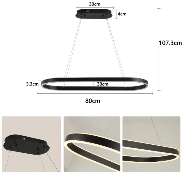 Brilagi - LED luster na lanku PONDIE LED/43W/230V 80x30 cm čierna