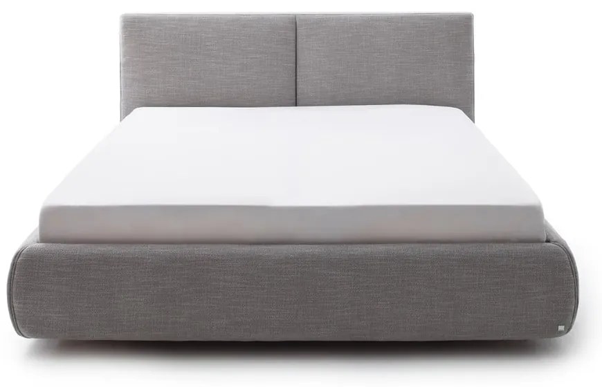Sivá čalúnená dvojlôžková posteľ s úložným priestorom s roštom 180x200 cm Atesio – Meise Möbel