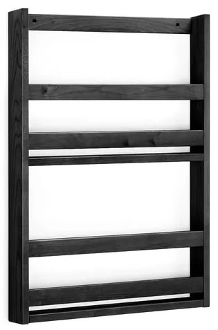 Nástenný stojan na časopisy, 600x70x800 mm, čierny