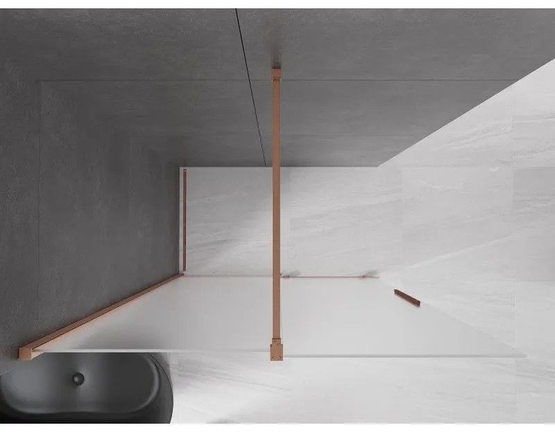 Mexen Velar, sprchová zástena s posuvnými dverami Walk-in 140 x 200 cm, 8mm sklo námraza, medená matná, 871-140-000-33-65