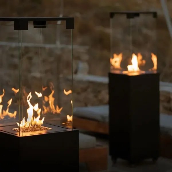 Planika Faro GAS - Vonkajší plynový krb 142x36 cm 8kW čierna + ochranný kryt