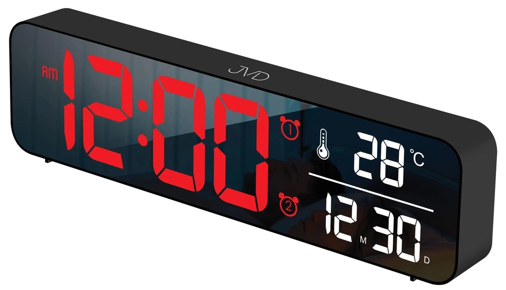 Štýlový digitálny LED budík JVD SB203.3 s farebným rozlíšením, 26,5 cm