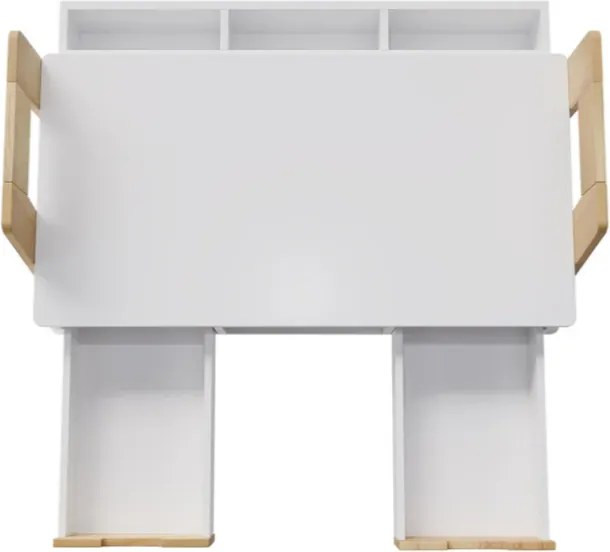 Detský rastúci stôl s úložným priestorom, biely