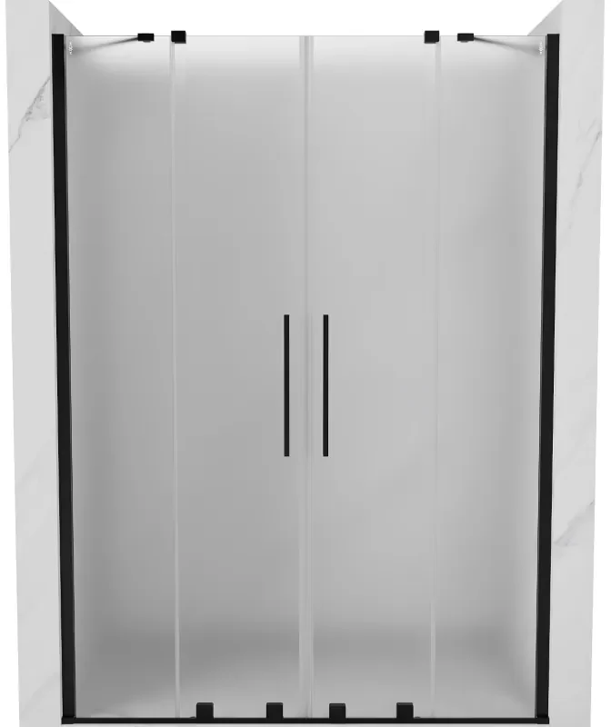 Mexen Velar Duo, posuvné sprchové dvere do otvoru 160 cm, 8mm sklo námraza, čierna matná, 871-160-000-32-70