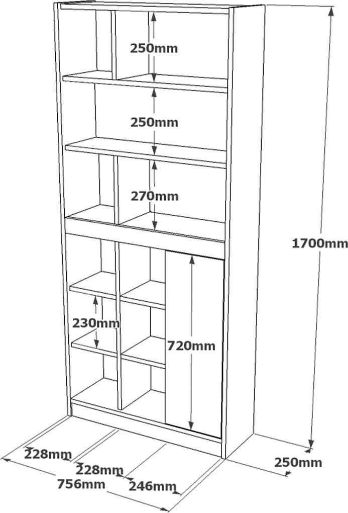 Knižnica Houseland Rory dub Wotan/betón