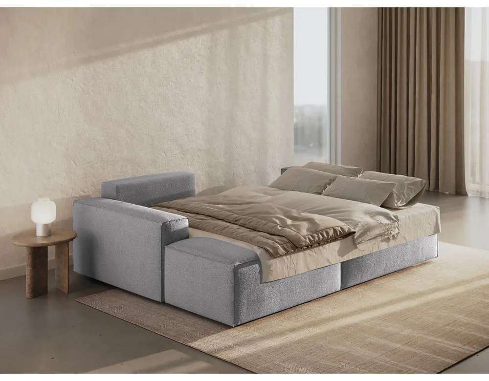 Svetlosivá rozkladacia rohová pohovka z textílie bouclé (ľavý roh) Jodie – Micadoni Home