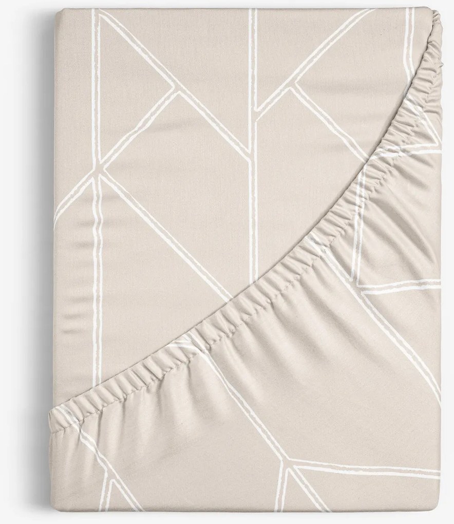 Goldea bavlnená napínacia plachta - geometrické línie na latte 180 x 200 cm