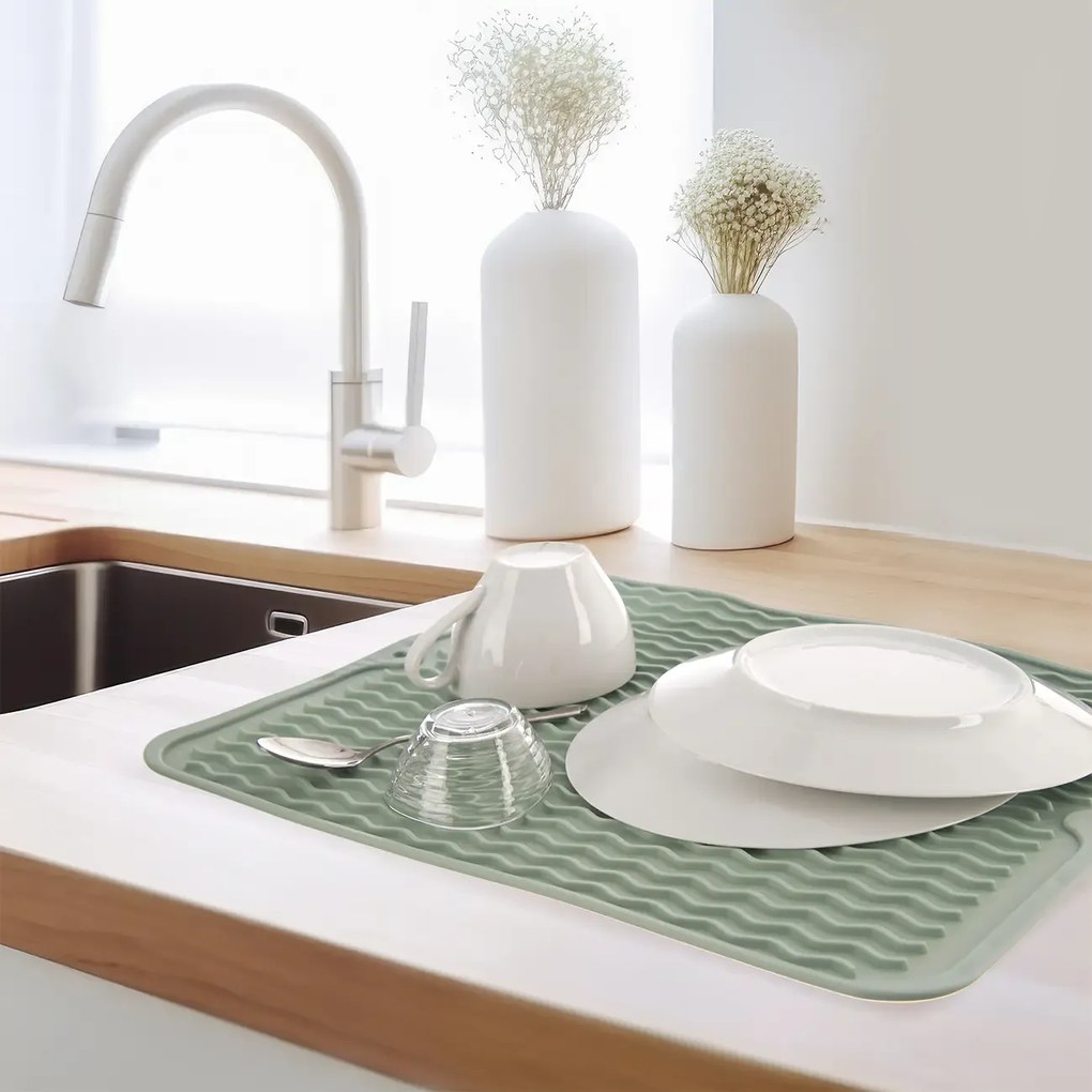 Orion Silikónový odkvapkávač k drezu, matne zelený