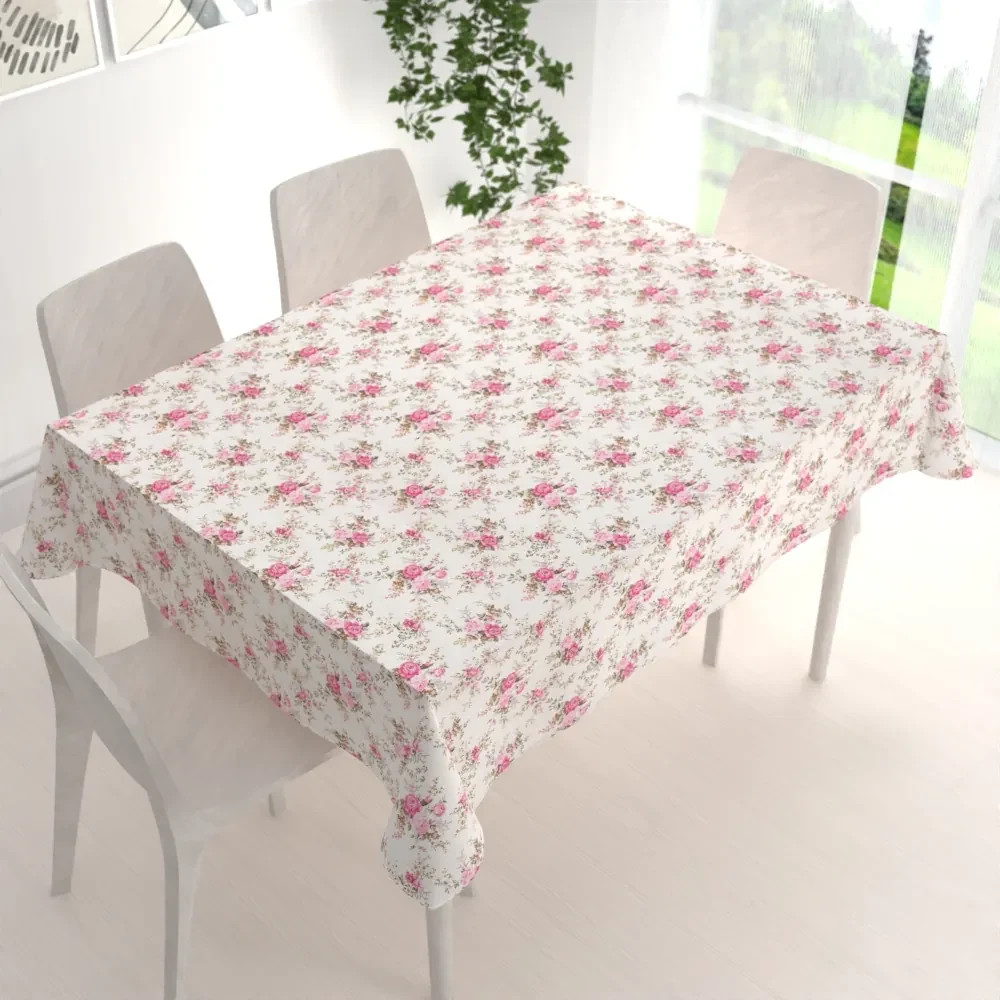 Biante Dekoračný obdĺžnikový obrus PML-107 Ružové ružičky na bielom 100x140 cm