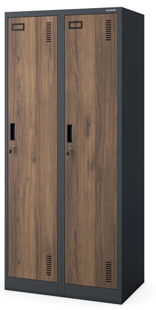 Šatníková pracovná skrinka so štyrmi priehradkami, antracitová/orechová, 800x1800x500 mm: KACPER Eco Design