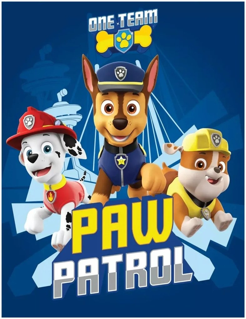 Fleecová deka Labková patrola - Paw Patrol - motív One Team - 100 x 140 cm