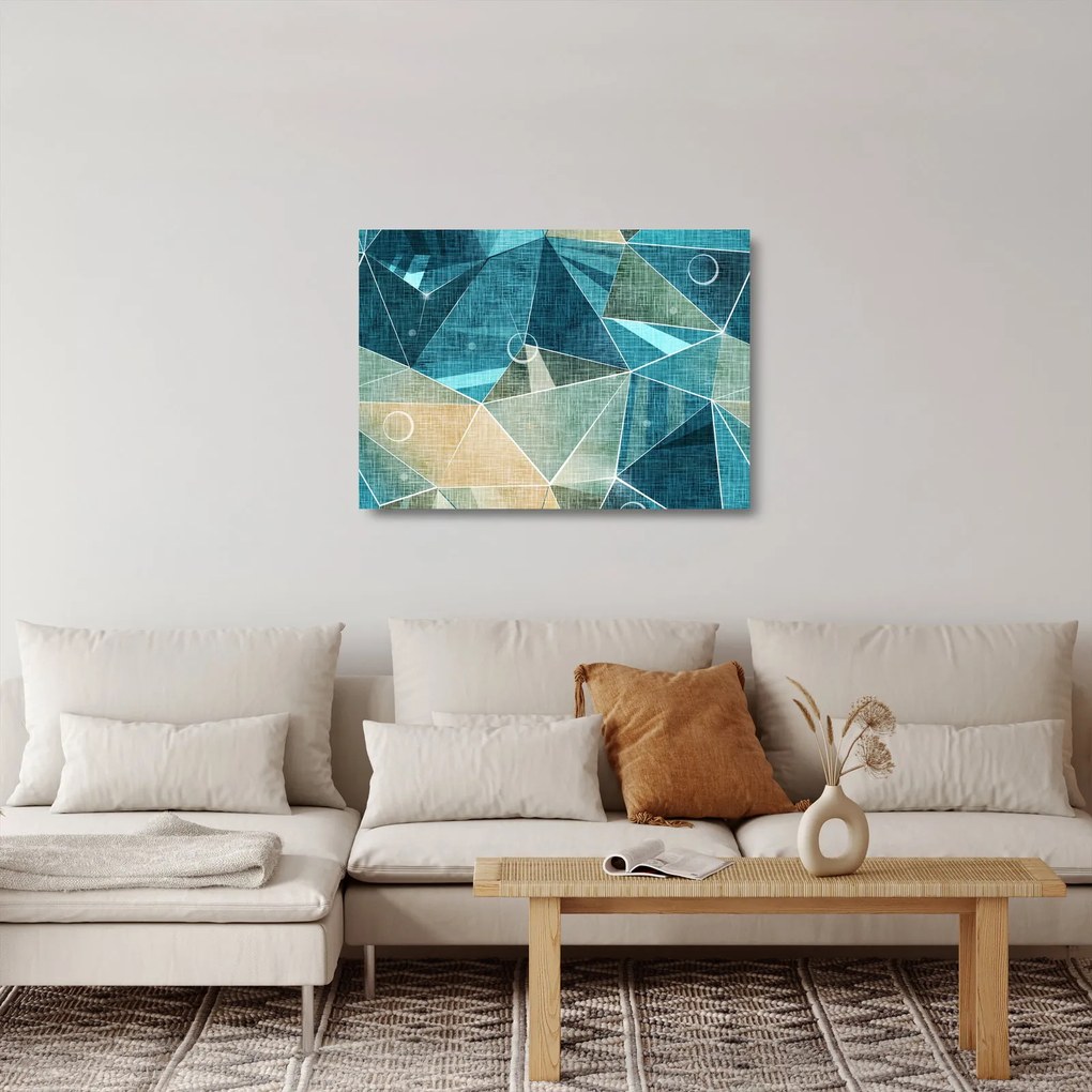 Sklenený obraz - Tyrkysová abstrakcia (70x50 cm)