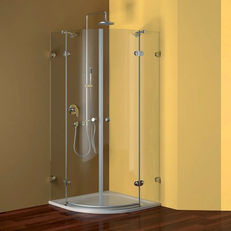 MAXMAX Sprchovací kút, Fantasy, štvrťkruh, 90 cm, R550, chróm ALU, sklo Číre, pánty oválne