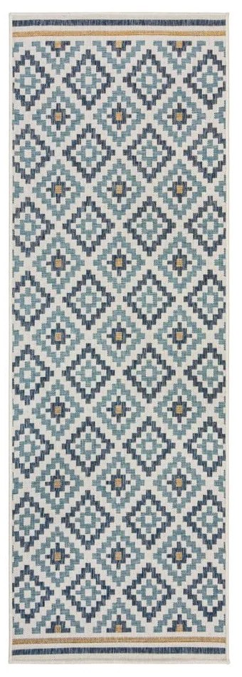 Žlto-modrý vnútorný a vonkajší koberec 80x230 cm Zia Trellis – Flair Rugs