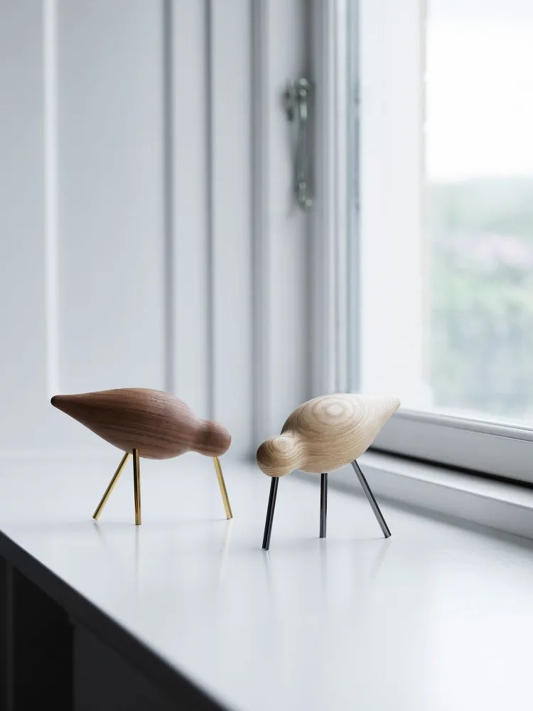 Normann Copenhagen Drevený vtáčik Shorebird Medium, walnut / brass