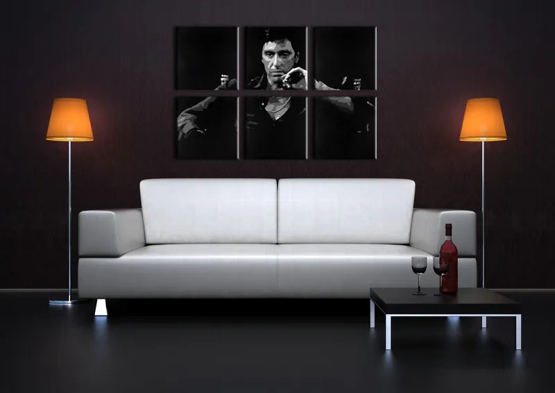 Malovaný POP ART obraz na stěnu SCARFACE-AL PACINO 210x40 cm