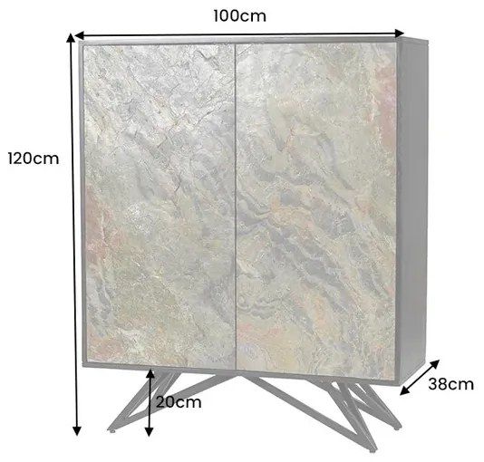 Dizajnová vysoká komoda Quillon III 120 cm prírodný kameň