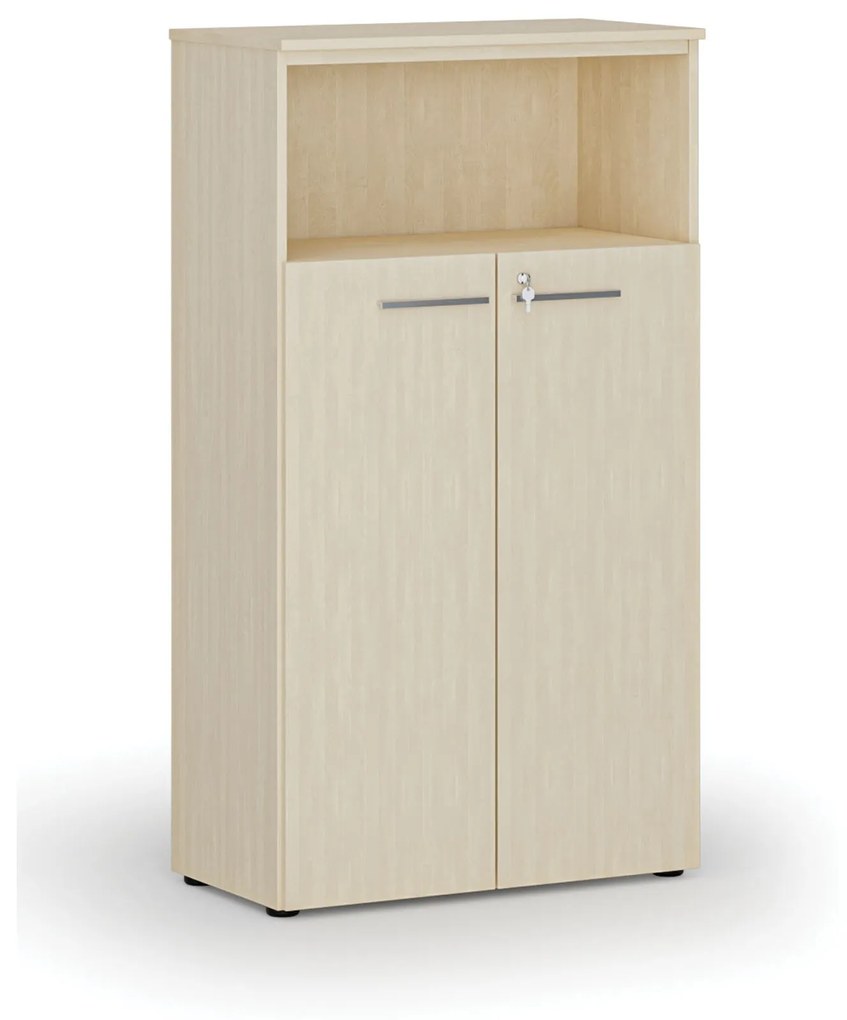 Kombinovaná kancelárska skriňa PRIMO WOOD, dvere na 3 poschodia, 1434 x 800 x 420 mm, breza