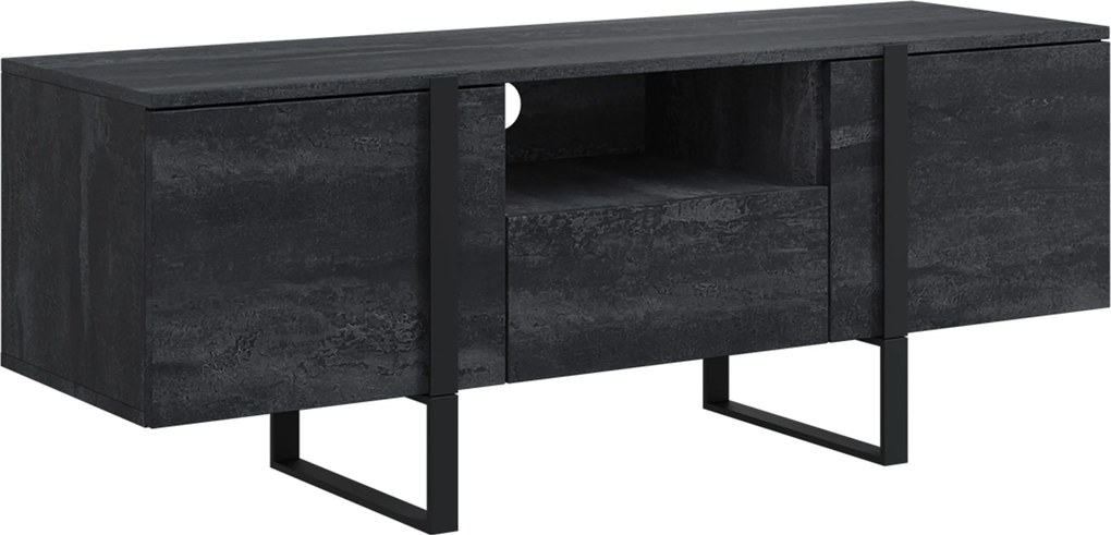 TV stolík Verica 150 cm s otvorenou policou - charcoal / čierne nožičky