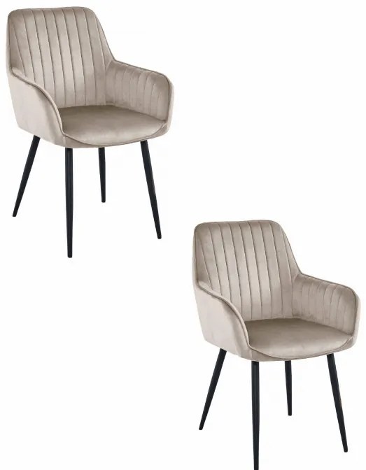 Set dvoch jedálenských stoličiek SOLDEN zamatové tmavobéžové (čierne nohy)