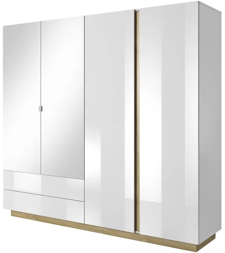 Skriňa 220 Arco dub grandson/biela lesklá