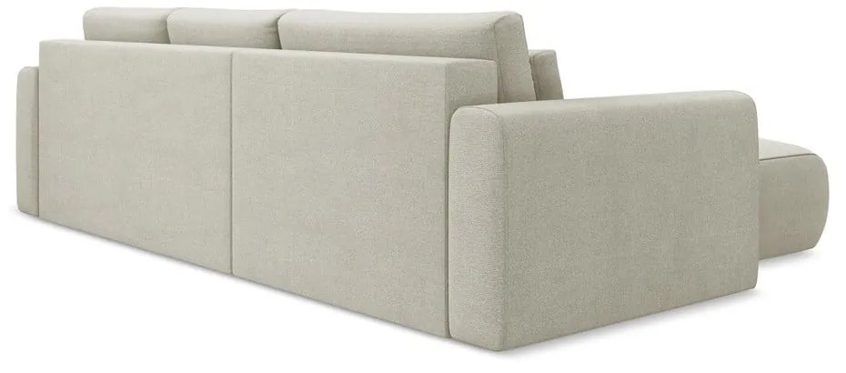 Béžová rozkladacia/s úložným priestorom rohová pohovka (ľavý roh/s leňoškou) Kapua – Makamii