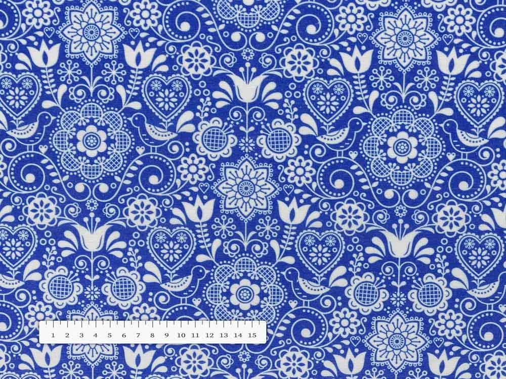 Biante Dekoračná obliečka na vankúš PML-100 Modro-biely ľudový ornament 30 x 50 cm