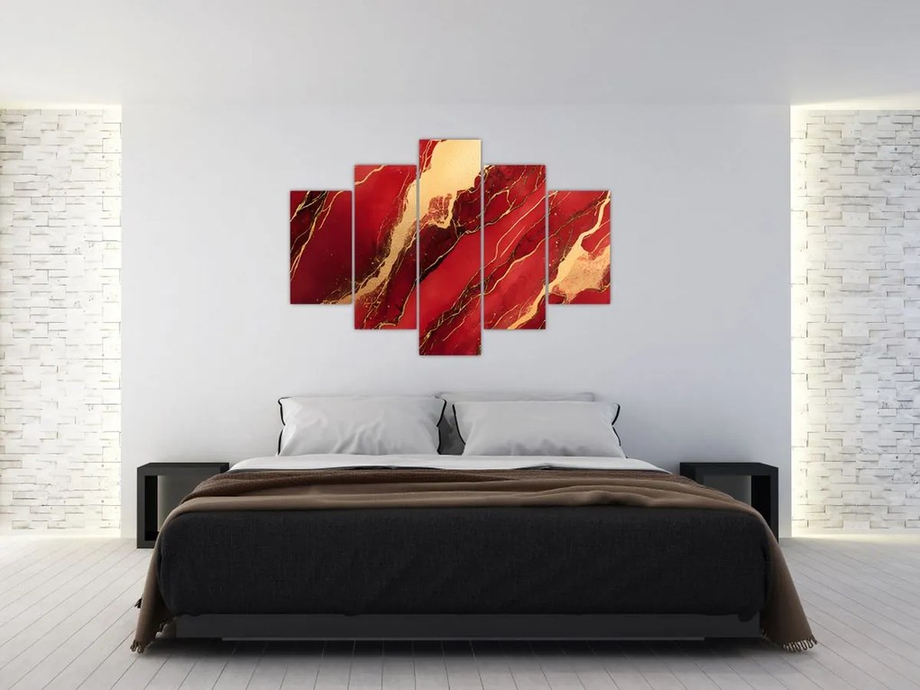 Obraz - Červeno-zlatý mramor (150x105 cm)
